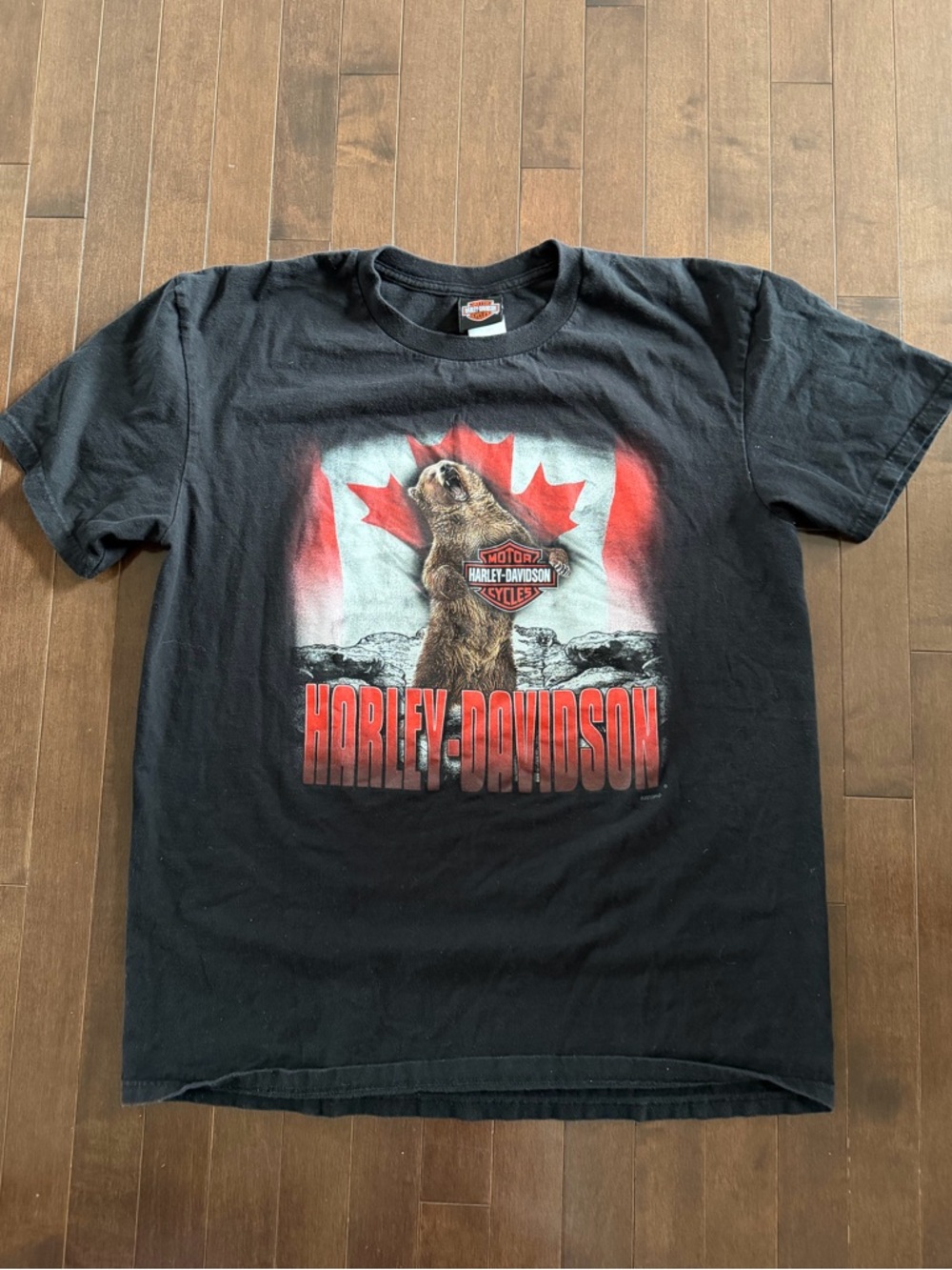 Harley-Davidson Black Tee with Red Canadian Bear Graphic